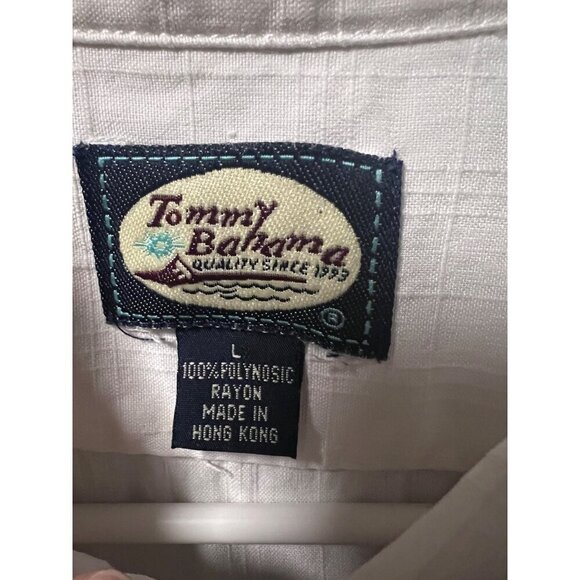 Tommy Bahama Mens Vintage White Embroidered Button Up Camp Shirt Large Pocket - Picture 9 of 11